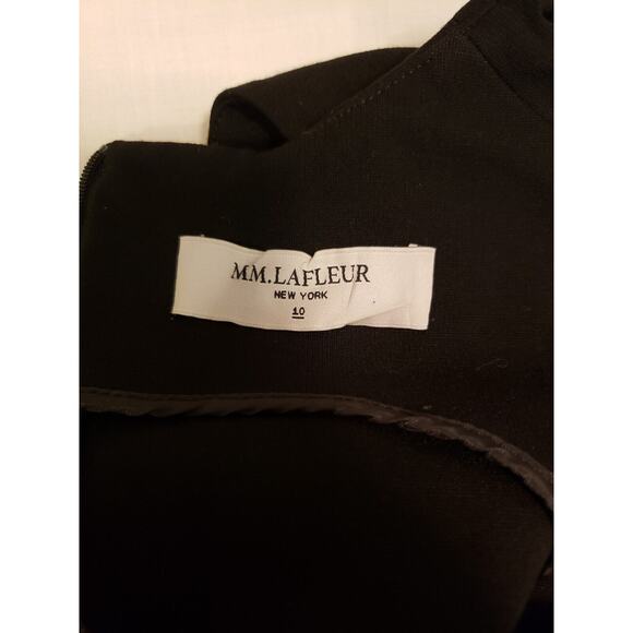 MM Lafleur Black Midi Shift Dress with Front Hem Slit Size 10 Classic Neutral - Picture 9 of 11